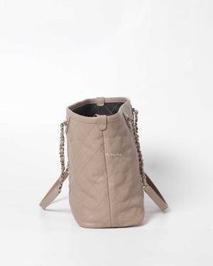 Chanel Caviar Beige Matelasse Wild Stitch Chain Tote Bag