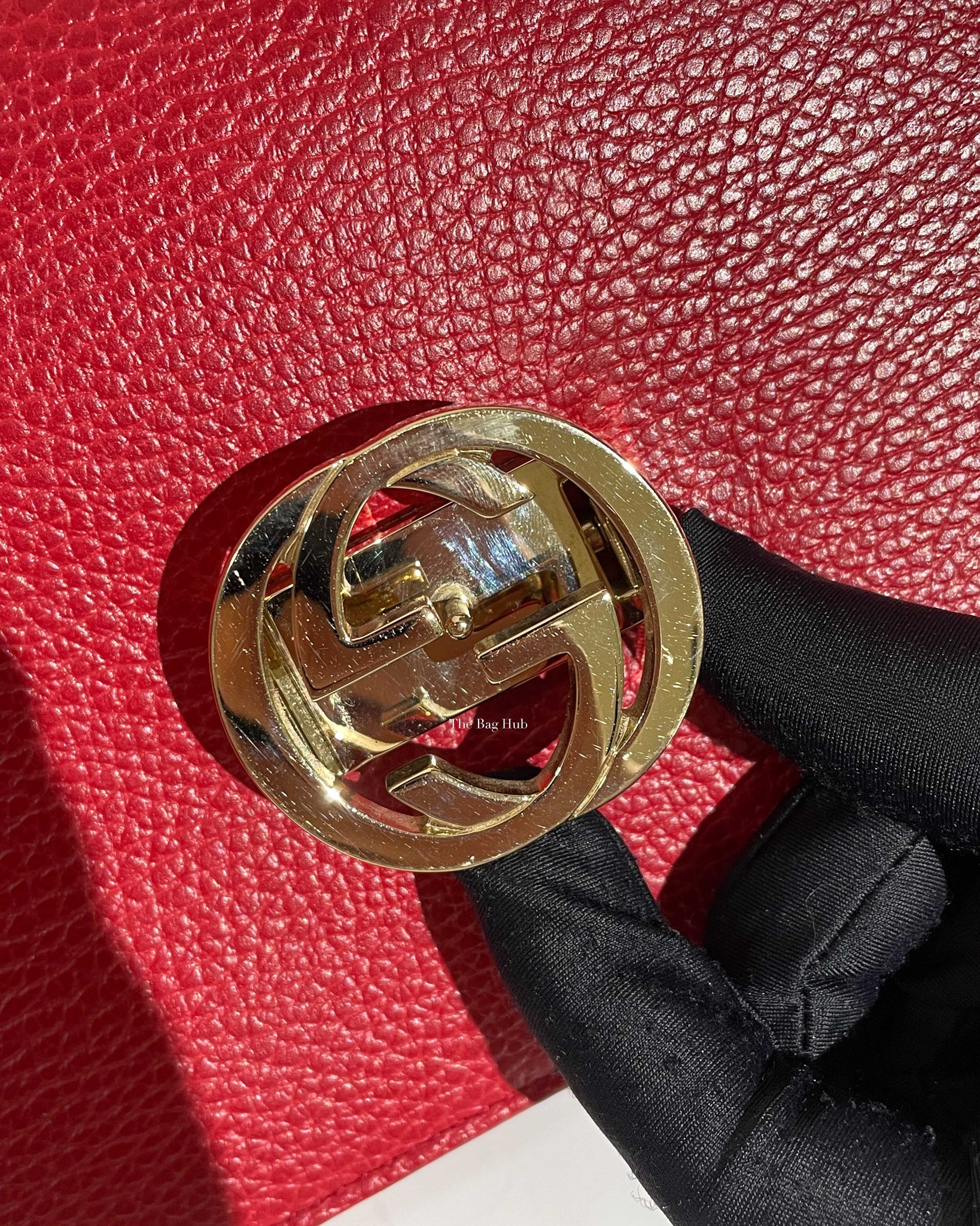 Gucci Red Leather Small Dollar Interlocking Chain Crossbody Bag-15