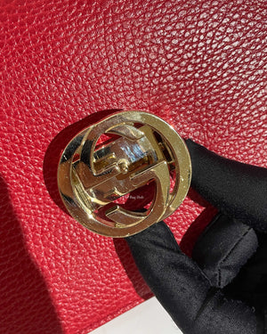Gucci Red Leather Small Dollar Interlocking Chain Crossbody Bag-15
