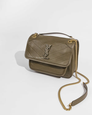 Saint Laurent Dark Green Niki Baby Chain Bag