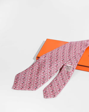 Hermes Pink Silk Tie