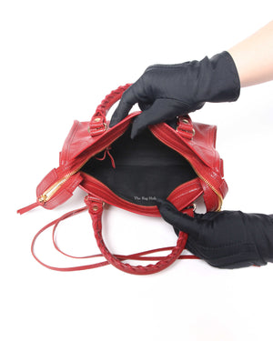 Balenciaga Red Classic Metallic Edge Mini City Bag