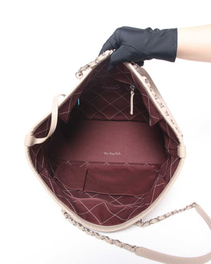 Chanel Caviar Beige Matelasse Wild Stitch Chain Tote Bag