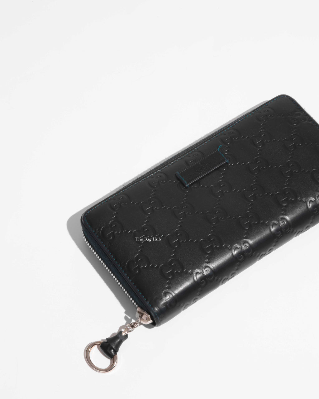 Gucci Dark Blue Guccisima Leather Long Zip Around Wallet