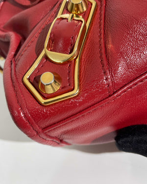 Balenciaga Red Leather Classic Metallic Edge Mini City Bag-13