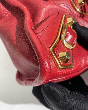 Balenciaga Red Leather Classic Metallic Edge Mini City Bag-14
