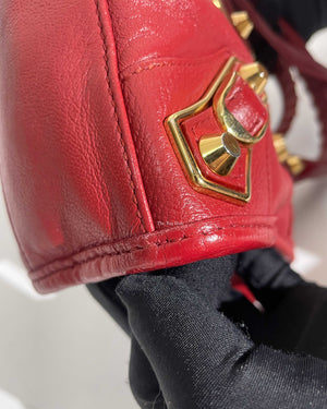 Balenciaga Red Leather Classic Metallic Edge Mini City Bag-15