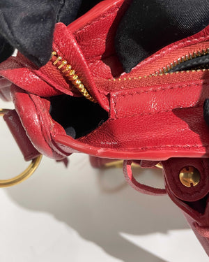 Balenciaga Red Leather Classic Metallic Edge Mini City Bag-19