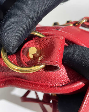 Balenciaga Red Leather Classic Metallic Edge Mini City Bag-23