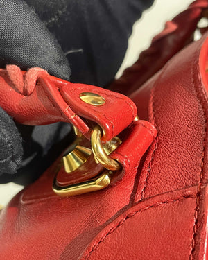 Balenciaga Red Leather Classic Metallic Edge Mini City Bag-33