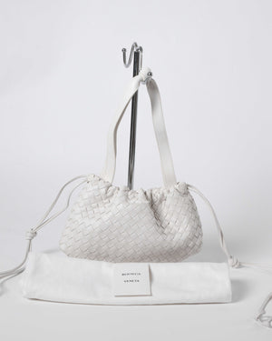 Bottega Veneta White Intrecciato Small Bulb Bag