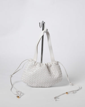 Bottega Veneta White Intrecciato Small Bulb Bag