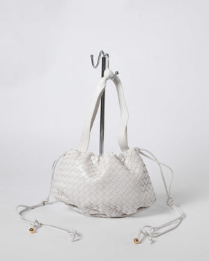 Bottega Veneta White Intrecciato Small Bulb Bag