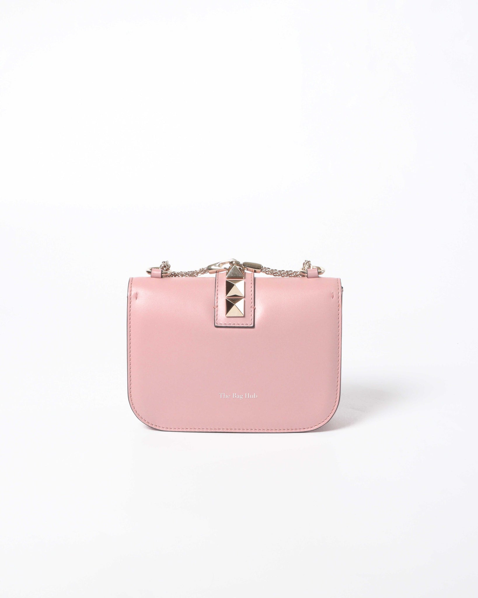 Valentino Garavani Pink Leather Rockstud Glam Lock Small Flap Bag