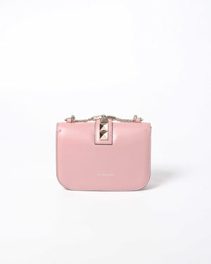 Valentino Garavani Pink Leather Rockstud Glam Lock Small Flap Bag