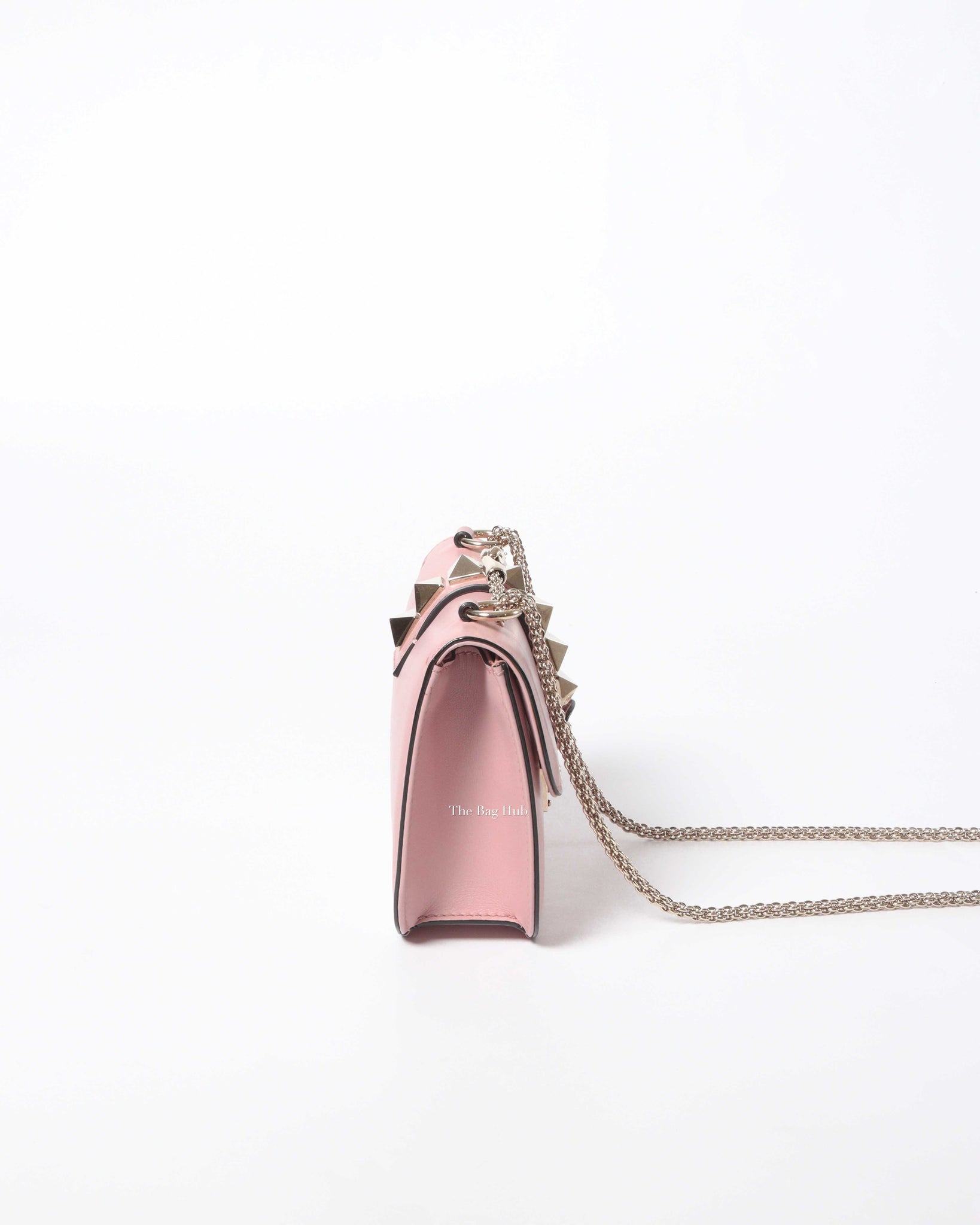 Valentino Garavani Pink Leather Rockstud Glam Lock Small Flap Bag
