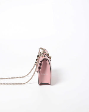 Valentino Garavani Pink Leather Rockstud Glam Lock Small Flap Bag