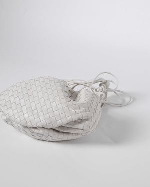 Bottega Veneta White Intrecciato Small Bulb Bag