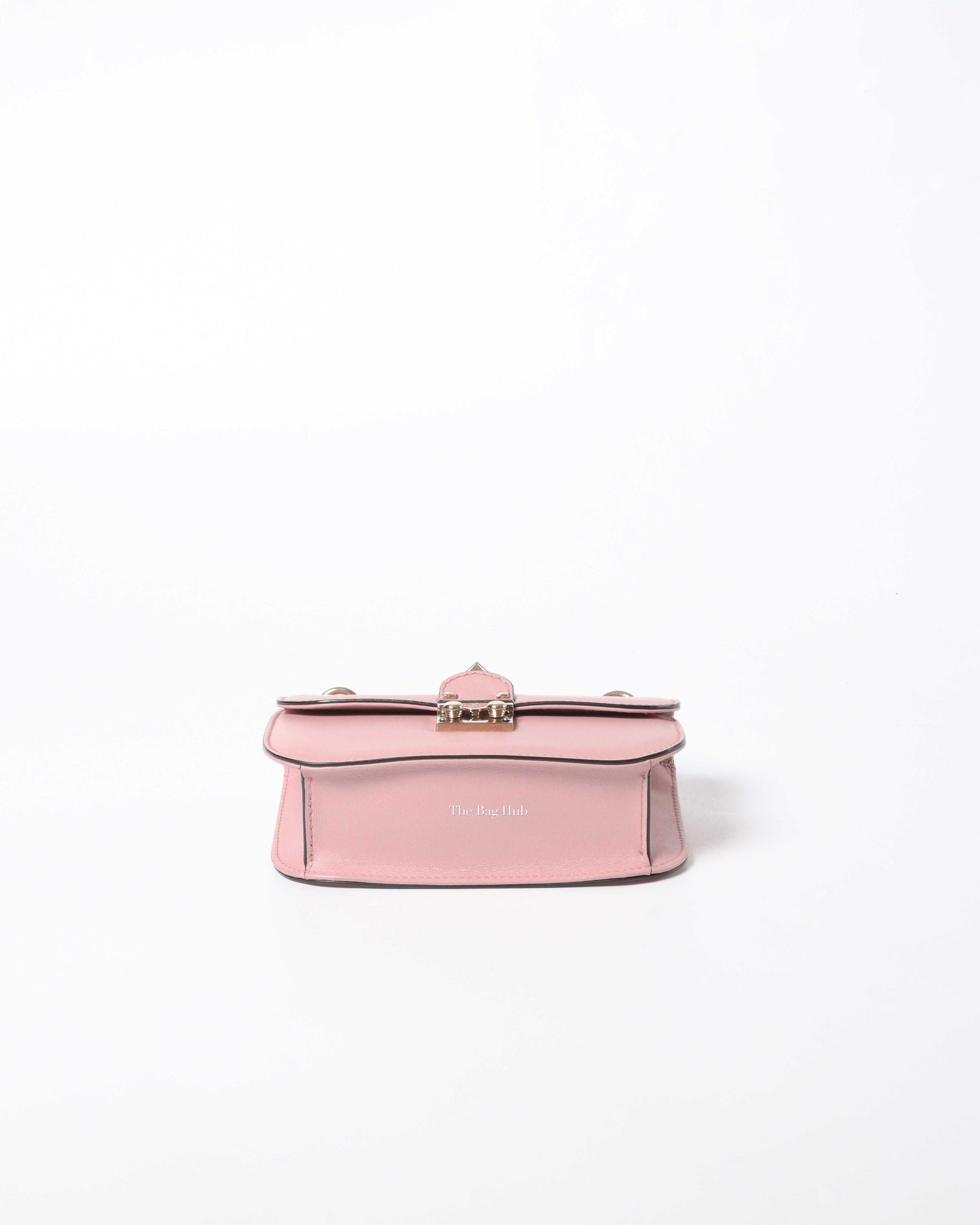 64699 auth VALENTINO pink leather CRYSTAL EMBELLISHED GLAM LOCK SMALL Bag