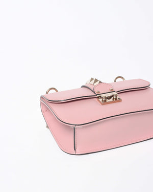 Valentino Garavani Pink Leather Rockstud Glam Lock Small Flap Bag