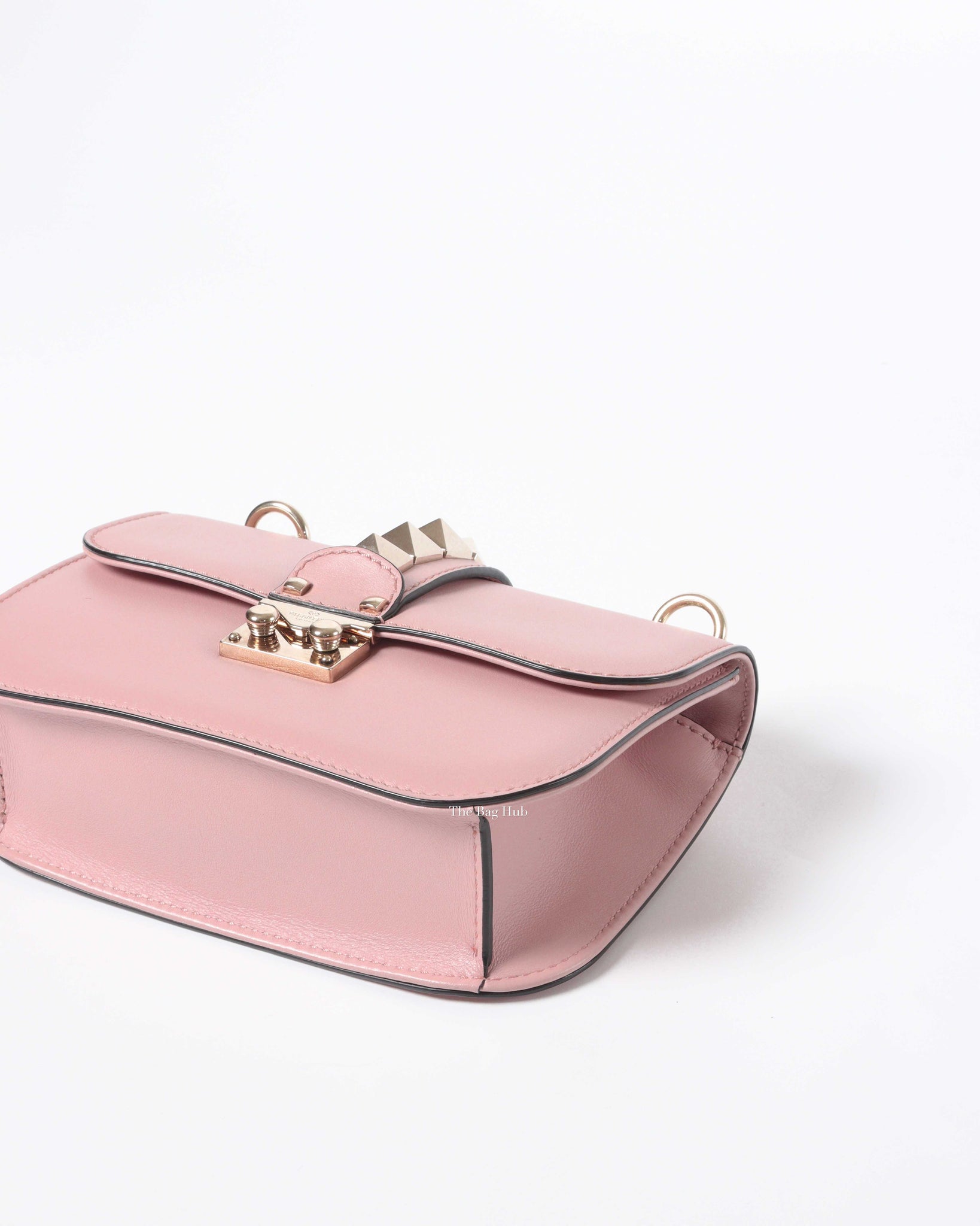 Valentino Garavani Pink Leather Rockstud Glam Lock Small Flap Bag