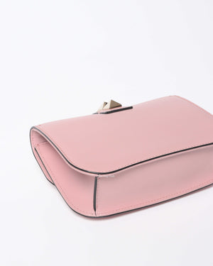 Valentino Garavani Pink Leather Rockstud Glam Lock Small Flap Bag