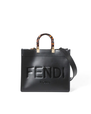 Fendi Black Sunshine Medium Shopper Tote Bag