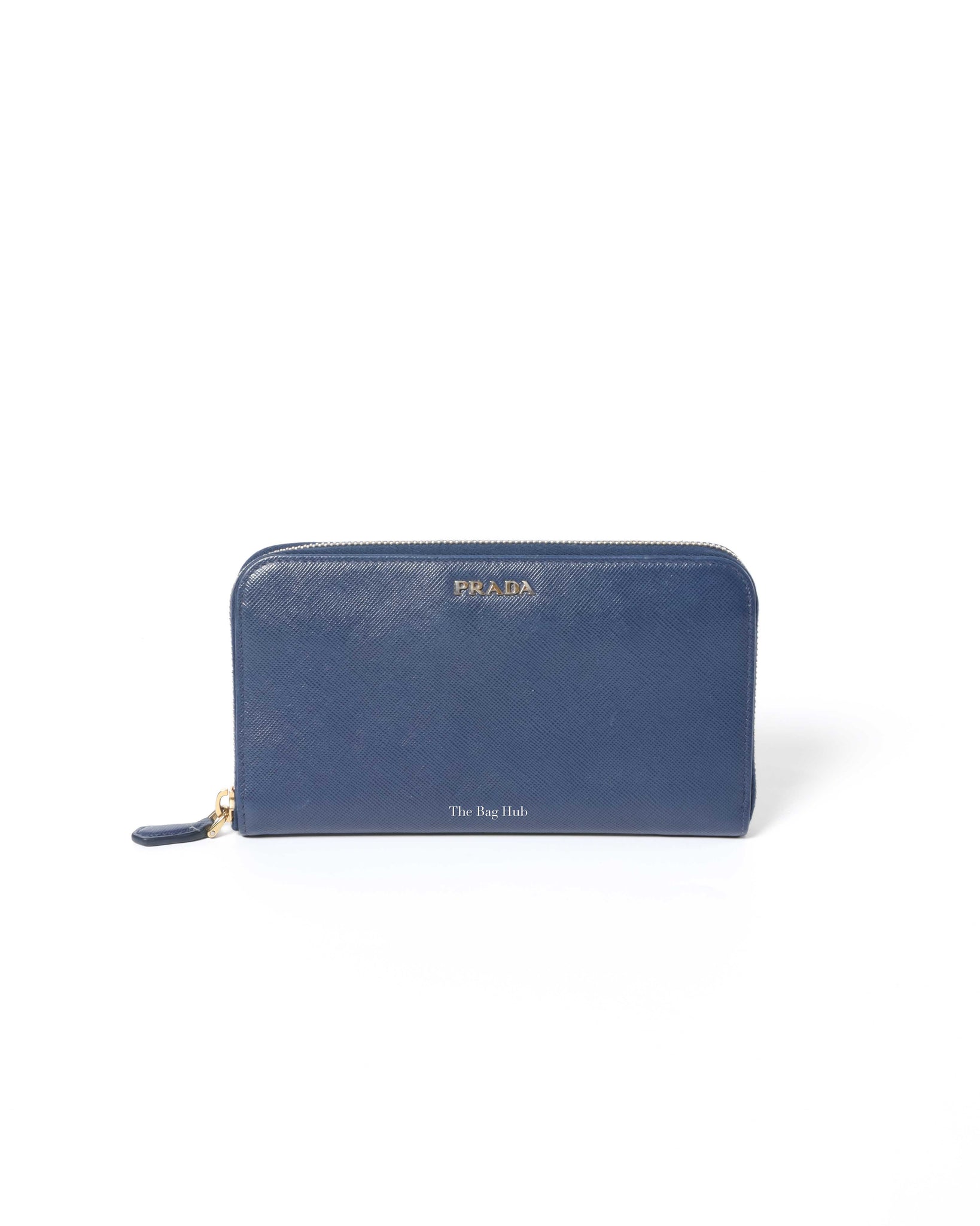 Prada Bluette Saffiano Long Zip Around Wallet 1M0506