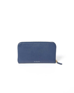 Prada Bluette Saffiano Long Zip Around Wallet 1M0506