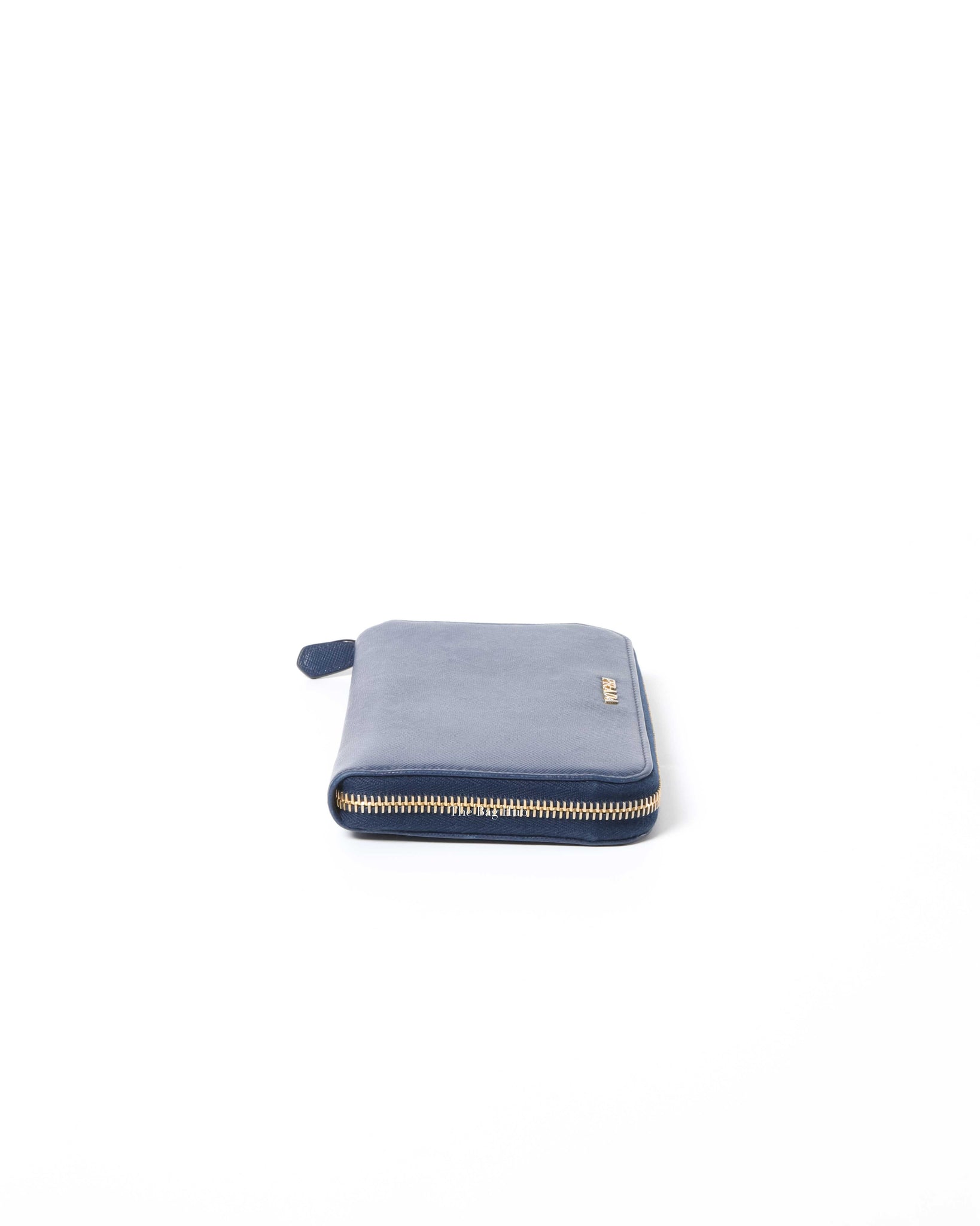 Prada Bluette Saffiano Long Zip Around Wallet 1M0506