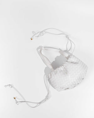 Bottega Veneta White Intrecciato Small Bulb Bag