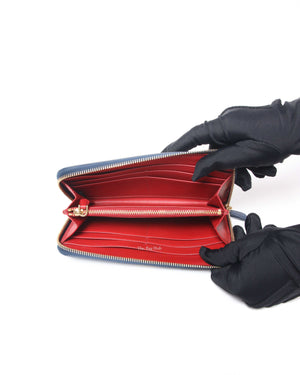 Prada Bluette Saffiano Long Zip Around Wallet 1M0506