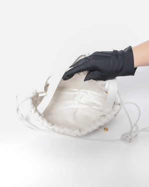 Bottega Veneta White Intrecciato Small Bulb Bag