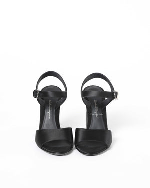Salvatore Ferragamo Nero Fabric Aede Swarovski Sandals Size 36.5