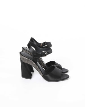 Salvatore Ferragamo Nero Fabric Aede Swarovski Sandals Size 36.5 Designer Brand Authentic Salvatore The Bag Hub