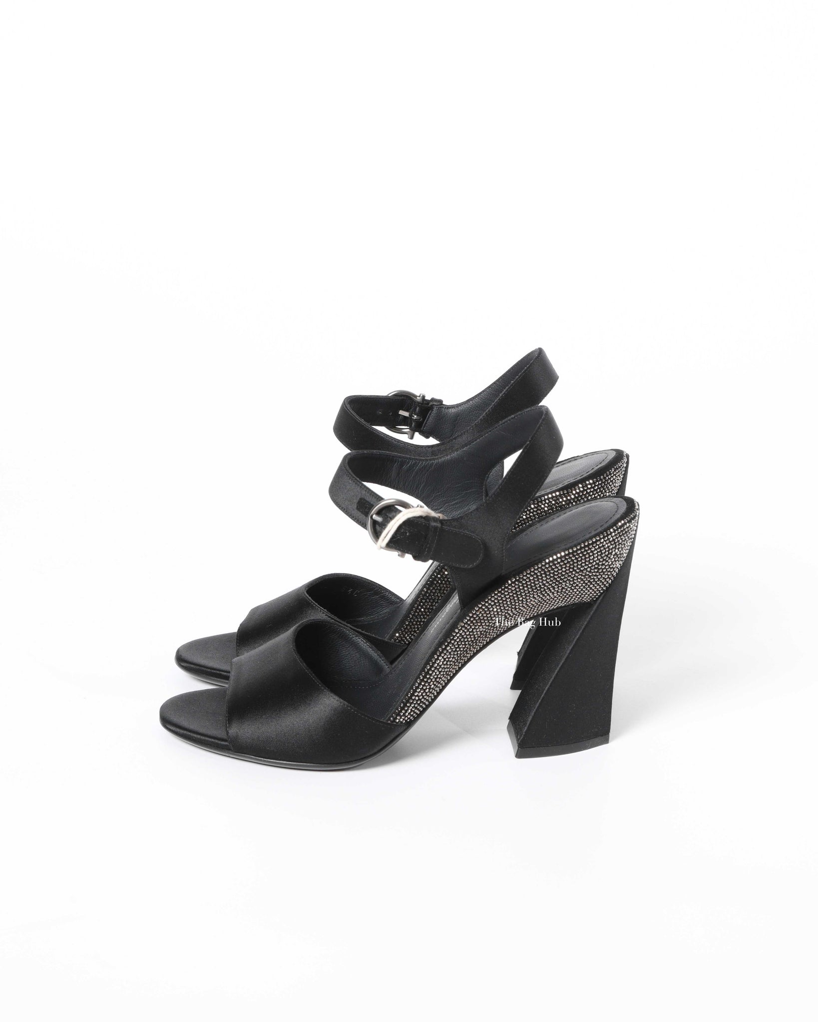 Salvatore Ferragamo Nero Fabric Aede Swarovski Sandals Size 36.5