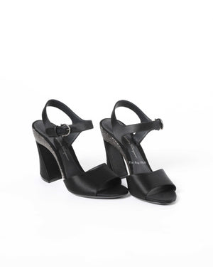 Salvatore Ferragamo Nero Fabric Aede Swarovski Sandals Size 36.5