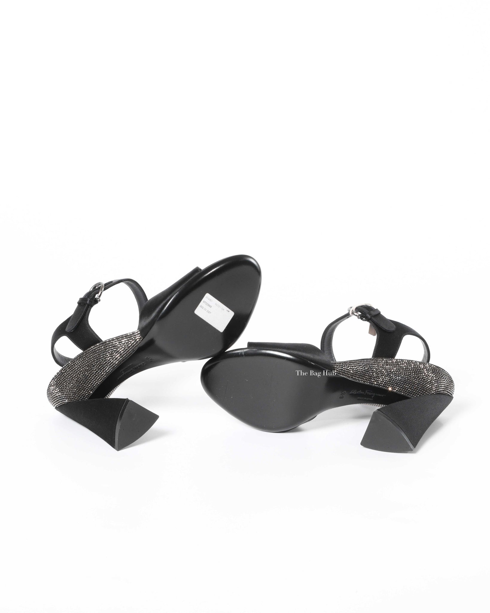 Salvatore Ferragamo Nero Fabric Aede Swarovski Sandals Size 36.5