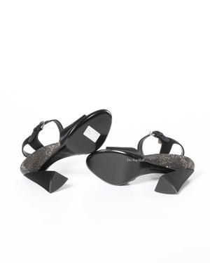 Salvatore Ferragamo Nero Fabric Aede Swarovski Sandals Size 36.5