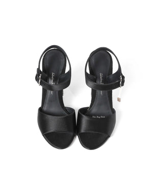 Salvatore Ferragamo Nero Fabric Aede Swarovski Sandals Size 36.5