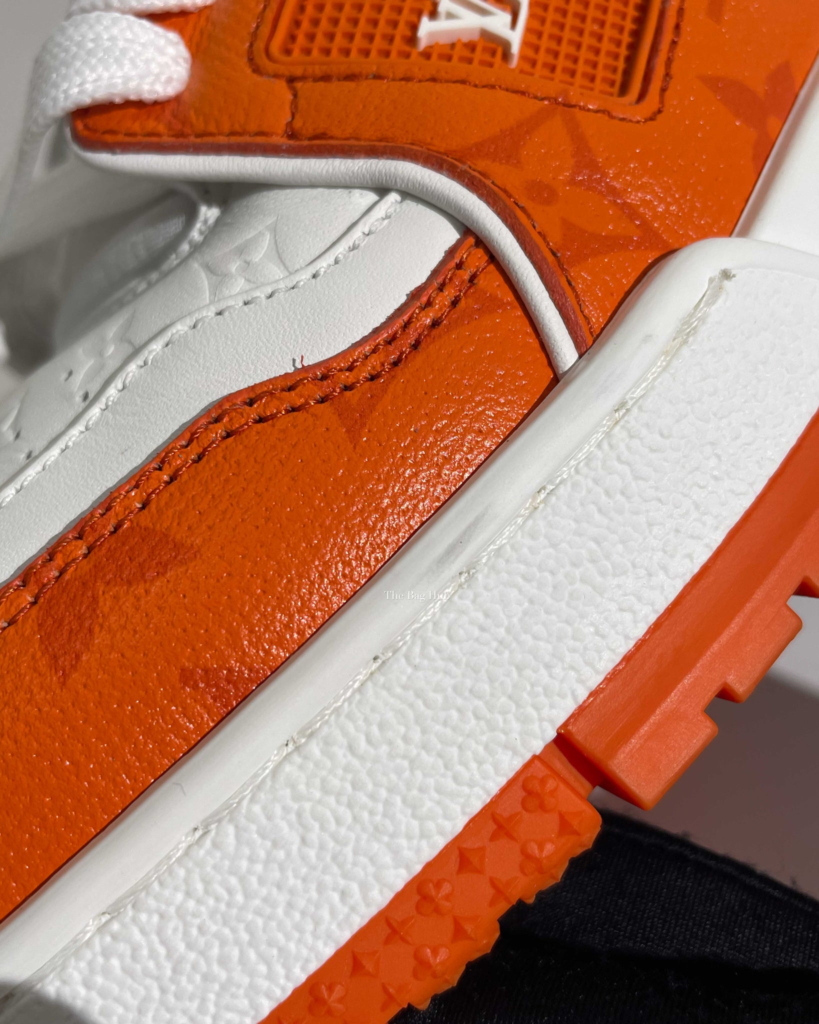 Louis Vuitton Orange Monogram/Calfskin Embosssed Leather Trainer Sneakers Size 8-12