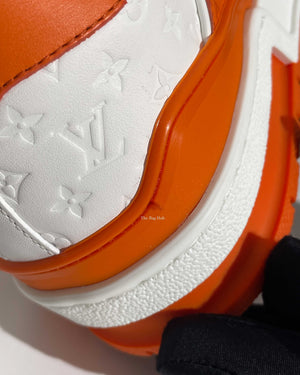 Louis Vuitton Orange Monogram/Calfskin Embosssed Leather Trainer Sneakers Size 8-14