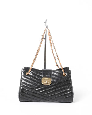 Chanel Black Chevron Gabrielle Medium Tote Bag
