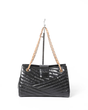 Chanel Black Chevron Gabrielle Medium Tote Bag