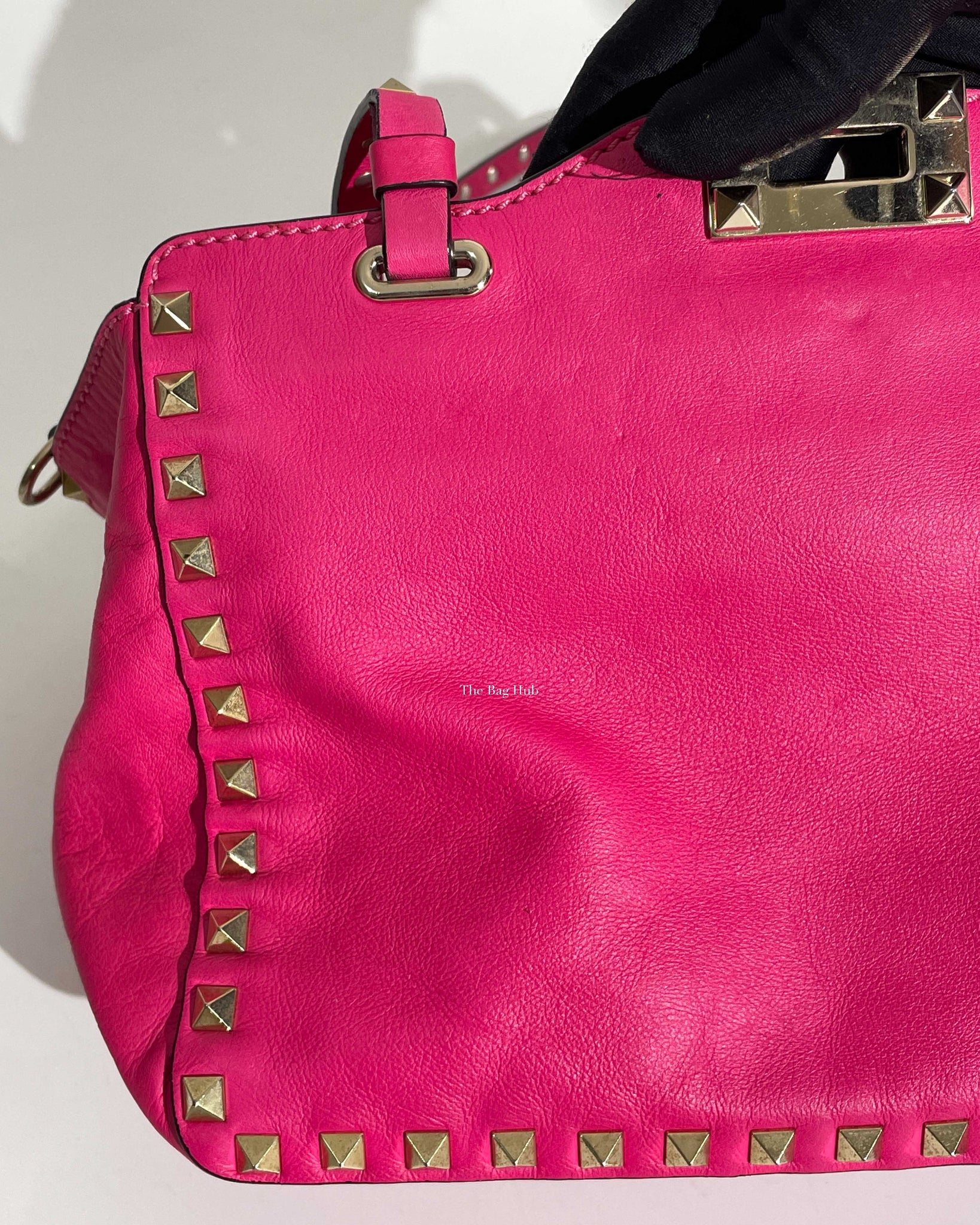 Valentino Hot Pink Leather Rockstud Small Trapeze Bag-14