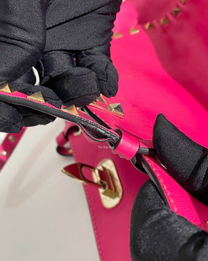 Valentino Hot Pink Leather Rockstud Small Trapeze Bag-16