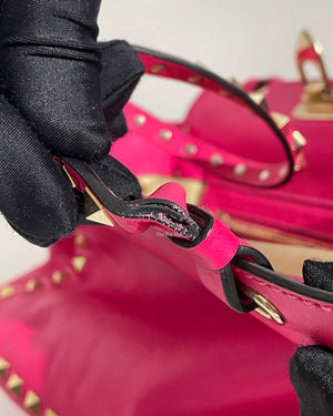 Valentino Hot Pink Leather Rockstud Small Trapeze Bag-18