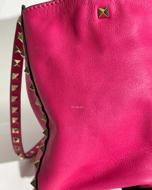 Valentino Hot Pink Leather Rockstud Small Trapeze Bag-23