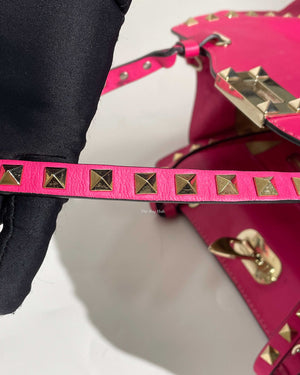 Valentino Hot Pink Leather Rockstud Small Trapeze Bag-25