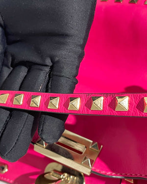 Valentino Hot Pink Leather Rockstud Small Trapeze Bag-27